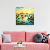 Gouden Kyiv Kathedraal Rivier Scene Canvas Afdruk (Insitu (Woonkamer))