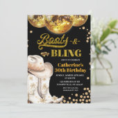 Gouden laarzen en blings volwassen verjaardagsfees kaart (Staand voorkant)