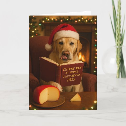 Gouden Labrader Kaas Belasting Kerstkaart Feestdagen Kaart (Voorkant)