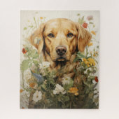 Gouden labrador en wilde bloemen legpuzzel (Verticaal)