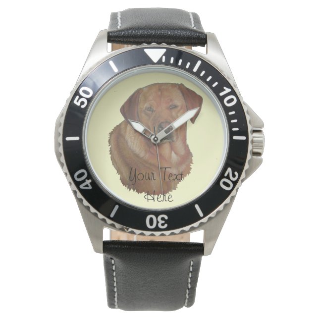 gouden labrador hondenportret originele realistisc horloge (Voorkant)