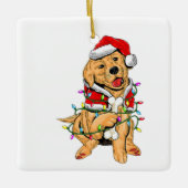 gouden labrador reding kerst light keramisch ornament (Voorkant)
