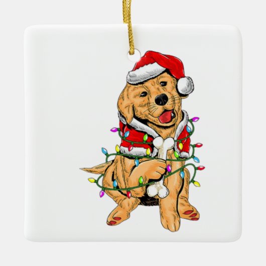 gouden labrador reding kerst light keramisch ornament (Voorkant)