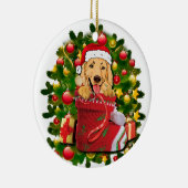 gouden labrador rekende kerst keramisch ornament (Rechts)