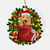 gouden labrador rekende kerst keramisch ornament (Voorkant)