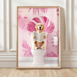 Gouden Labrador Retriever op Toilet Badkamer Print