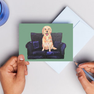 Gouden Labradore hond postkaart bedankt
