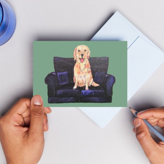 Gouden Labradore hond postkaart bedankt