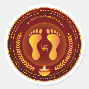 Gouden Lakshmi Charan Diwali Ronde Sticker