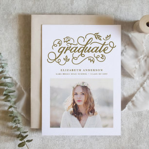 Gouden Landelijke Calligrafie Foto Afstuderen Aankondiging