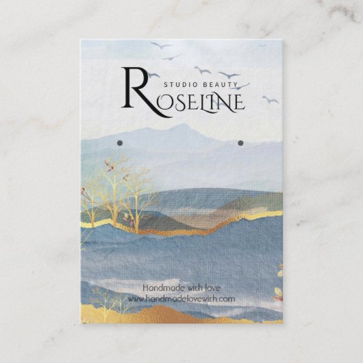 Gouden Landschapsverf Zachte sieraden display Visitekaartje (Voorkant)