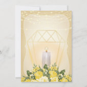 Gouden Lantaarn en Gele Bloem Bruiloft Kaart (Achterkant)