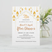 Gouden Lantaarn Islamitische Iftar Uitnodiging (Staand voorkant)