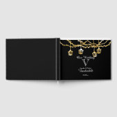 Gouden Lantaarn Lights op Black Wedding Guest Book Gastenboek (Volledig)