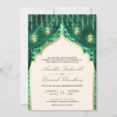 Gouden Lantaarns Emerald Green Indian Paar Huwelij Kaart (Achterkant)