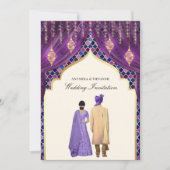 Gouden Lantaarns Paarse Indiase paar bruiloft Kaart (Voorkant)