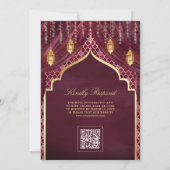 Gouden lantaarns Plum Gordijn Moslim Bruiloft Kaart (Achterkant)