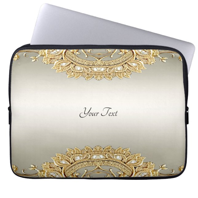 Gouden  laptophoes laptop sleeve (Voorkant)