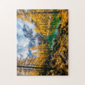 Gouden lariksbos bij bergmeer legpuzzel (Verticaal)