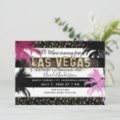 Gouden LAS VEGAS Glitter Palmbomen Verjaardagsfees Kaart (Staand voorkant)