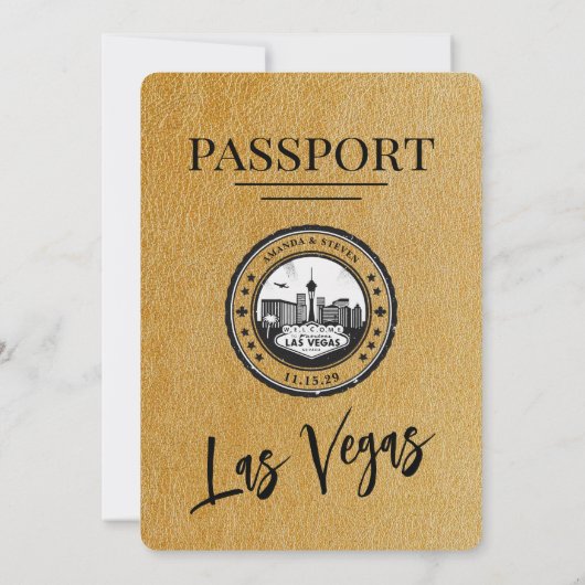 Gouden Las Vegas Passport bruiloft Kaart (Achterkant)