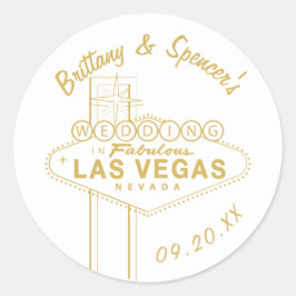 Gouden Las Vegas teken bruiloft Ronde Sticker