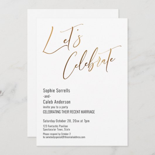 Gouden Laten we een simpele bruiloft vieren Kaart (Voorkant / Achterkant)