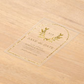 Gouden Laurel Krans Bladeren Trouwen Save The Date Acryl Uitnodigingen (Laagn)