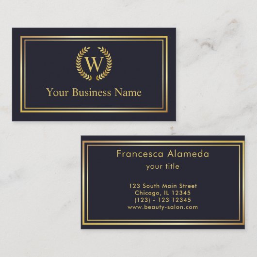 GOUDEN LAUREL KRANS INITIAAL LOGO VISITEKAARTJE (Voorkant / Achterkant)