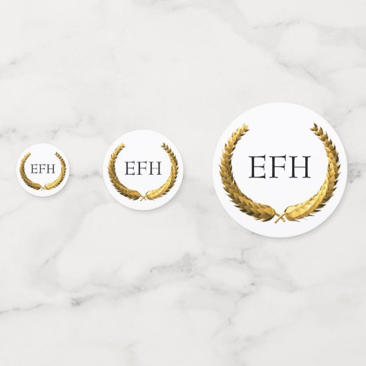 Gouden Laurel krans monogram Confetti (Achterkanten)