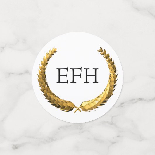 Gouden Laurel krans monogram Confetti (Kleine voorkant)