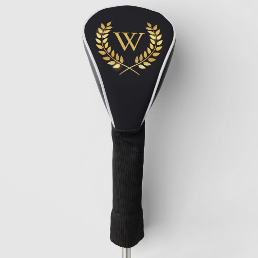 Gouden Laurel krans monogram Golfheadcover (Voorkant)