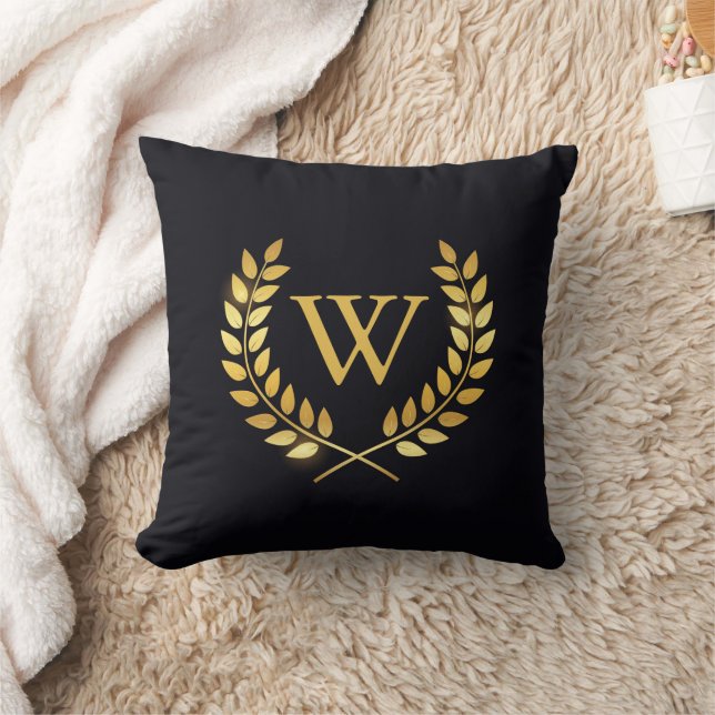 Gouden Laurel krans monogram Kussen (Deken)