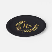 Gouden Laurel krans monogram Papieren Bordje (Gekanteld)