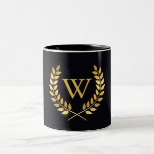 Gouden Laurel krans monogram Tweekleurige Koffiemok