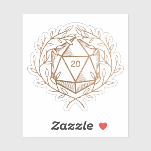 Gouden Laurels D20 Dice Fantasy Game Master Sticker (Vel)