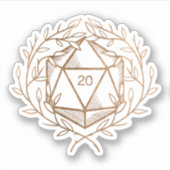 Gouden Laurels D20 Dice Fantasy Game Master Sticker (Voorkant)