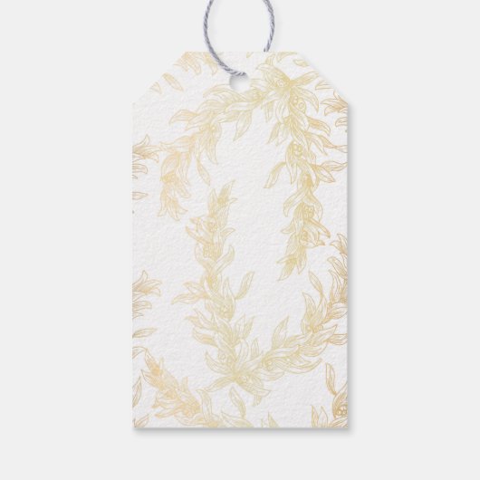 Gouden laurier bladeren krans bruiloft cadeaulabel (Achterkant)