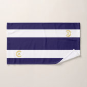 Gouden laurier & Monogram op Blauw & Wit Gestreept Bad Handdoek (Handdoek)