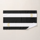 Gouden laurier & Monogram op Zwart & Wit Gestreept Bad Handdoek (Handdoek)