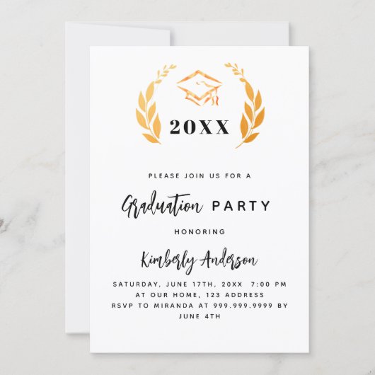 Gouden lauwerkrans 2025 Afstudeerfeest Kaart (Voorkant)