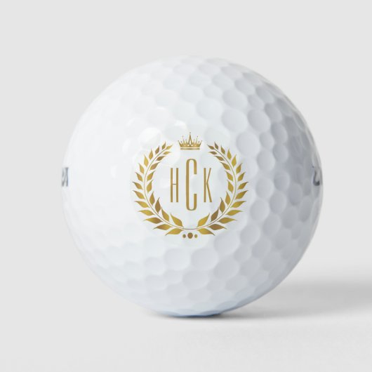 Gouden Lauwerkrans Aangepaste Monogram Golfballen (Voorkant)