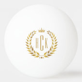 Gouden Lauwerkrans Aangepaste Monogram Pingpongbal (Voorkant)