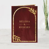 Gouden lauwerkrans bladeren bordeauxrood bruiloft (Voorkant)