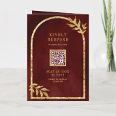 Gouden lauwerkrans bladeren bordeauxrood bruiloft (Achterkant)