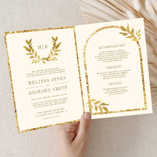 Gouden lauwerkrans bladeren crème trouwfeest