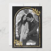 Gouden lauwerkrans bladeren Koolgrijs Bruiloft Save The Date (Achterkant)