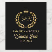 Gouden lauwerkrans bruiloft typografie kroonaccent wijn etiket (Enkel label)