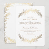 gouden lauwerkrans Elegante bruiloft Kaart (Voorkant / Achterkant)