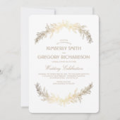 gouden lauwerkrans Elegante bruiloft Kaart (Voorkant)